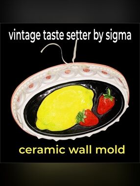 Vintage Tasteseller Sigma Lemon & Red Strawberry Ceramic Mold For Wall